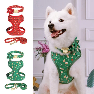 Christmas Puppy Vest Harness&Collar&Leash set Festival Adjustable Small Dog Pet - Image 1 of 4