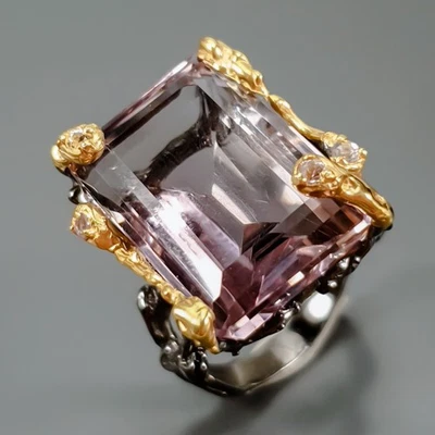 Anillo ametrino natural vintage de 33 quilates de plata de ley 925 talla 8/R430545 Foto 1 de 4