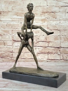 Collectible Decorator Real Bronze Sculpture of Children Playing Jumping Leapfrog - Picture 1 of 10
