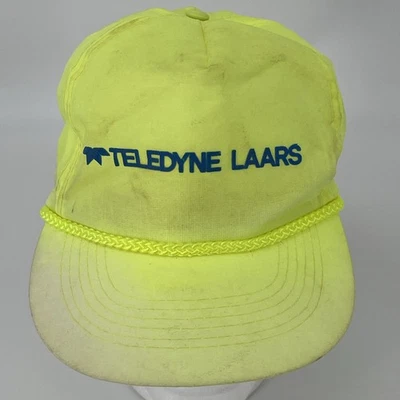 Sombrero Teledyne Laars - Gorra de béisbol cuerda a presión de nailon amarillo neón en muy buen estado - De colección años 90 Foto 1 de 4