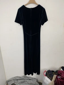 Coldwater Creek Womens Dress Medium Dark Teal Velvet Maxi Holiday Party Evening - Picture 1 of 6