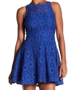 Vestido BB Dakota Turquesa Encaje Sobre Azul Real, Talla 8 - Imagen 1 de 9