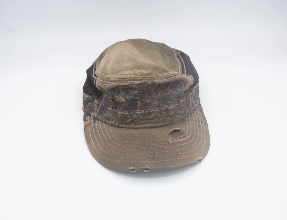 Gorra de bola encerada True Religion estilo moto envejecida - malla marrón oliva [25-0169] Foto 1 de 4