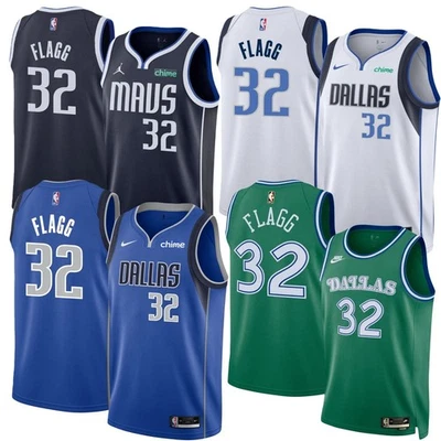 全新带标签男式 Cooper Flagg Swingman 蓝色海军蓝/蓝色/白色/绿色缝制球衣 — 第 1/4 张图片