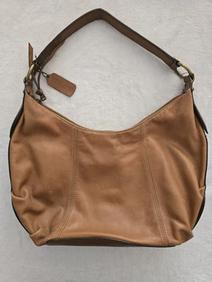 St John’s Bay Genuine Leather Handbag w/Vinyl Trim. Caramel color - Image 1 of 4