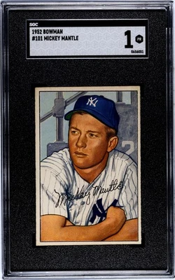 Bowman #101 Mickey Mantle 1952 SGC 1 Foto 1 de 2