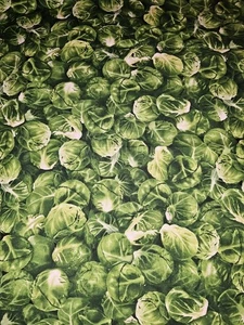 100% Cotton Food Cooking Brussel Sprouts Allover Fabric FQ Fat Quarter - Picture 1 of 2