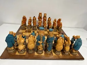 Reynard The Fox Chess Set Hand Painted Original pieces FREE ROLL UP CHESS BOARD - Picture 1 of 14