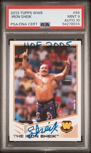 IRON SHEIK PSA 9 AUTO 10 2013 WWE Topps POP 1 NONE HIGHER Dual Signed Front/Back - Picture 1 of 2