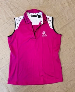 Abacus Golf Ladies Pink Stars Short Sleeved Polo Shirt  / Size M / NEW  / mv2282 - Picture 1 of 3
