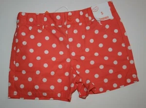 New Gymboree Girls Shorts 5 year Coral Orange w White Polka Dots Woven Adjustabl - Picture 1 of 2