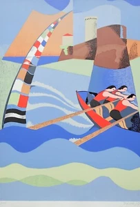 Osvaldo Peruzzi Regatta HAND SIGNED Lithograph Italian Artist sea art - Picture 1 of 8