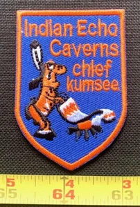 Vintage Indian Echo Caverns Chief Kumsee Sew On Travel Souvenir Patch  - Picture 1 of 4