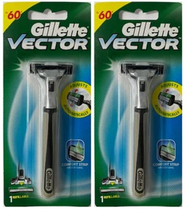 Gillette Vector Razor Handle - Holds All Atra Plus & Contour Blades (2 Pack) - Picture 1 of 1