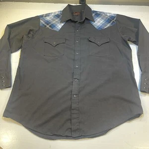 PLAINS WESTERN WEAR COWBOY WESTERN SNAP UP SHIRT Herren XL schwarz - Bild 1 von 7