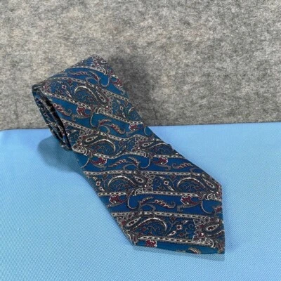 Vintage Christian Dior Silk Necktie Mens Navy Blue Paisley 3 Inch Wide - Изображение 1 из 4