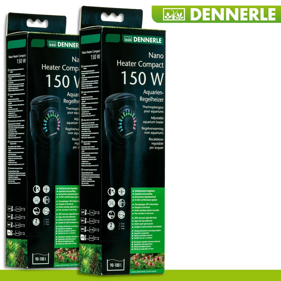 2 X DENNERLE 150 W Chauffage Nano Compact Premium Régulateur Pour Aquarium - Photo 1/1