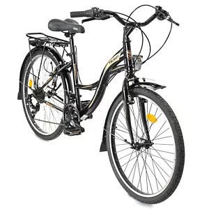26 Zoll Grace Kinderfahrrad Shimano 21-Gang mit Beleuchtung Schwarz - Bild 1 von 5