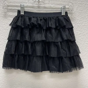 CAT & JACK Girls XS 4 5 TULLE Glitter Tiered Skirt Black Pleated Shimmer Youth - Picture 1 of 7