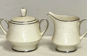 Noritake Ivory China AFFECTION FOOTED CREAMER & SUGAR W/ LID - Picture 1 of 2