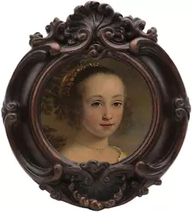 Small Vintage 3X3 round Picture Frame, Mini Antique Ornate Circle Photo Frame, T - Picture 1 of 12