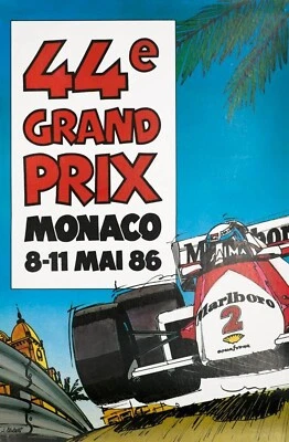 44e MONACO GRAND PRIX 1986 VINTAGE ORIGINAL FASSON PEGATINAS VENTANA INTERIOR Foto 1 de 3
