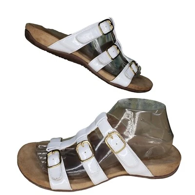 Sandalias Vionic Misa Slide charol blanco talla 8 correas ajustables cómodas Foto 1 de 4