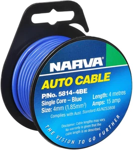 Narva 15AMP Single Core Cable, Blue, 4 Mm Diameter X 4 Meter Length - Picture 1 of 12