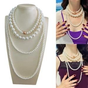 Elegant Multi Layer Artificial Pearls Necklace Set Comfortable Day To Night Wear - Picture 1 of 9
