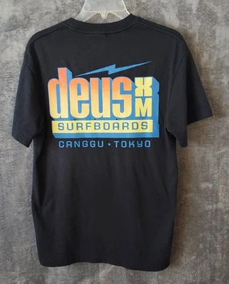 Camiseta Deus Ex Machina Para Hombres XS Se Ajusta Pequeña Negra Canggu Japón Tablas de Surf Foto 1 de 4