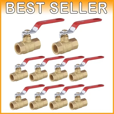 10-Pack 1/2" Brass Ball Valve for Water, Oil, Gas - Image 1 of 4