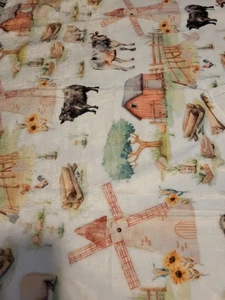 Bauernhoftiere Plüsch Babydecke Kuh Schwein Windmühle Kuschelig Fleece Krippe Schlafüberwurf - Bild 1 von 4