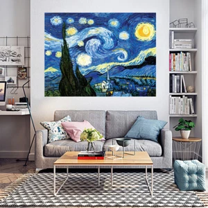 Huge Large Big Poster Canvas Wall  Art Print Home Decor Van Gogh Starry Night - Picture 1 of 5