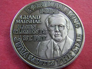 1989 JUMA Grand Marshal Oxidized Silver St. Patrick's Day Parade Doubloon - Picture 1 of 2
