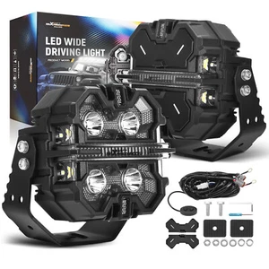 LED Square Work Light Pods 5" 212W Spot Beam Side Shooter RGB DRL White Amber - Foto 1 di 12
