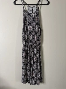 Abito donna grigio francese nero floreale senza maniche taglia L large - Foto 1 di 3