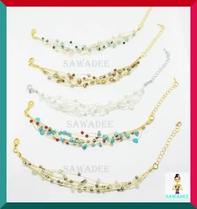  Bracciale Fili di Seta Tailandese con Cristallini e Perline - Bild 1 von 14