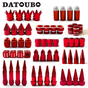 Red Color Car Tire Valve Stem Caps set, Rocket Spike Crown Tyre Air Dust Caps. - Picture 1 of 38