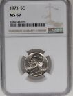 1973 Jefferson Nickel MS 67 NGC FINEST KNOWN! NGC PRICE GUIDE $350