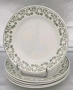 5 PETITES ASSIETTES ANCIENNES EN FAIENCE DE ST AMAND ART DECO ROSES VERTES D20cm - Foto 1 di 8