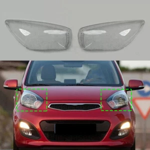 2Pcs Headlight Clear Lens Cover Shell Lampshade + Glue For KIA Picanto 2012-2015 - Picture 1 of 11