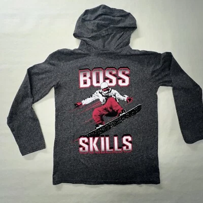 THE CHILDRENS PLACE BOYS Snowboard HOODIE Gray LONG SLEEVE SHIRT  L 10/12 - Image 1 of 4