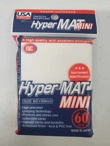 KMC HYPER MAT MINI (60) WHITE SLEEVES! Yugioh / Cardfight Deck Cards Size (NEW) - Picture 1 of 2