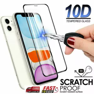 Tempered Glass SCREEN PROTECTOR iPhone 14 13 12 11 16 PRO MAX Mini XS FULL COVER - Picture 1 of 21