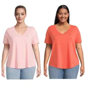Terra & Sky Women’s Plus Size V-Neck Short Sleeve Tee Size 2X, 3X or 4X NWT - Picture 1 of 9