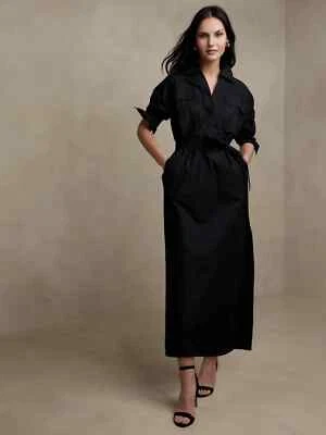 Banana Republic Ani Popover Shirt Dress Black NWT $170 M Medium - Image 1 of 4