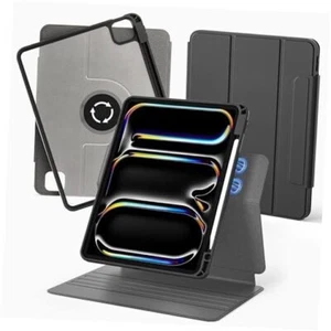 Rotatable Case for,Detachable Magnetic iPad Pro 13 inch 2024 (M4) Black - Picture 1 of 7