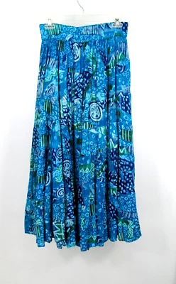 Maxi Falda Años 90 Y2K PHOOL Gauzy Mediana Vibrante Azul Estampado Bohemio Gitano Vacaciones Foto 1 de 4