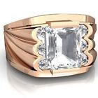 Real White Topaz Ring 14k Gold Plated Silver Ring For Gents Anniversary Gift