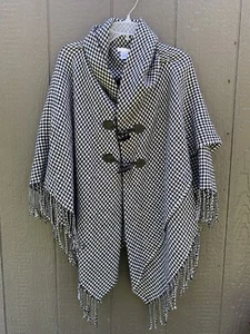Collection Eighteen Poncho Shawl Wrap Kimono One Size Black white - Picture 1 of 5